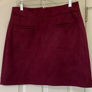 LOFT Rich Burgundy Faux Suede Mini Skirt